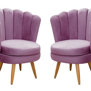 Conjunto 2 Poltronas Pétala Cadeiras Decorativas Flor Roxo
