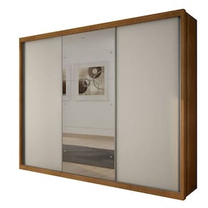 Guarda Roupa Paradizzo Casal com Espelho 3 Portas 6 Gavetas Novo Horizonte Cor Cumaru Fendy