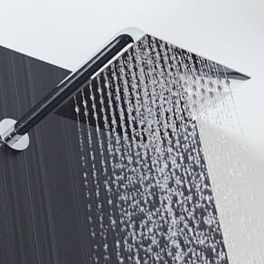Ducha de Inox Quadrada 25x25 cm de Parede Cromada Braço Redondo PEX