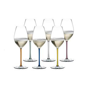 Kit 6 Taças de Champagne Fatto a Mano Haste Colorida Riedel