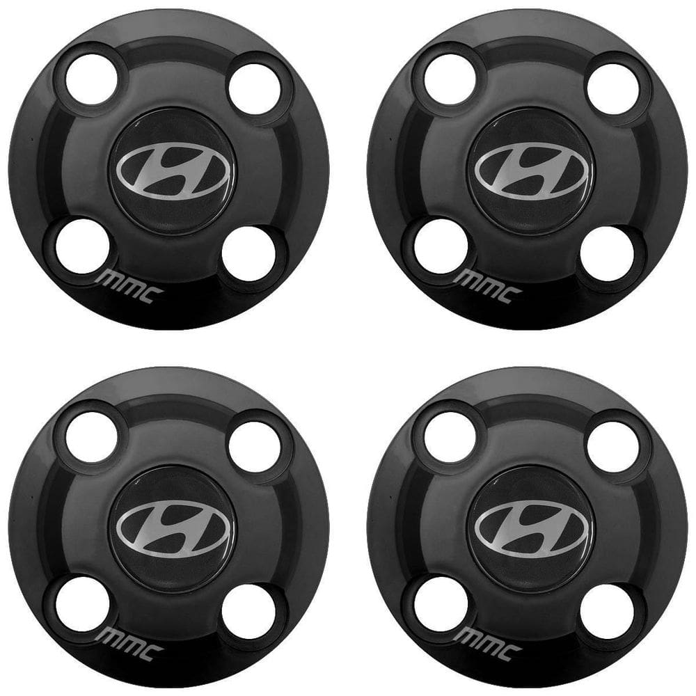 4Un Calota Centro Roda Hb20 Hb20S Preto Fosco Com Logo
