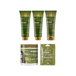 Kit Argan Liss Pos Escova Maxihair-5 Itens Total