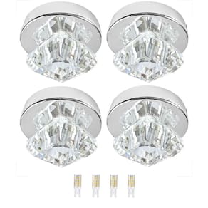 Kit 4 Spot Cristal Redondo Sobrepor Prateado Lavabo Bet47 +
