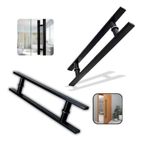 Puxador Preto Porta Madeira Aço Inox - 60Cm Barra Chata Reto