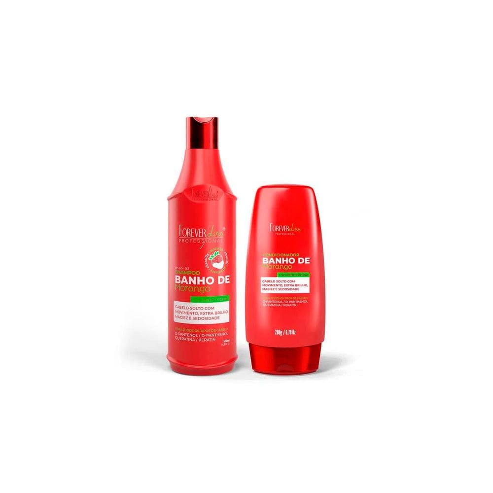 Kit Shampoo e Condicionador BanhoVerniz Morango Forever Liss