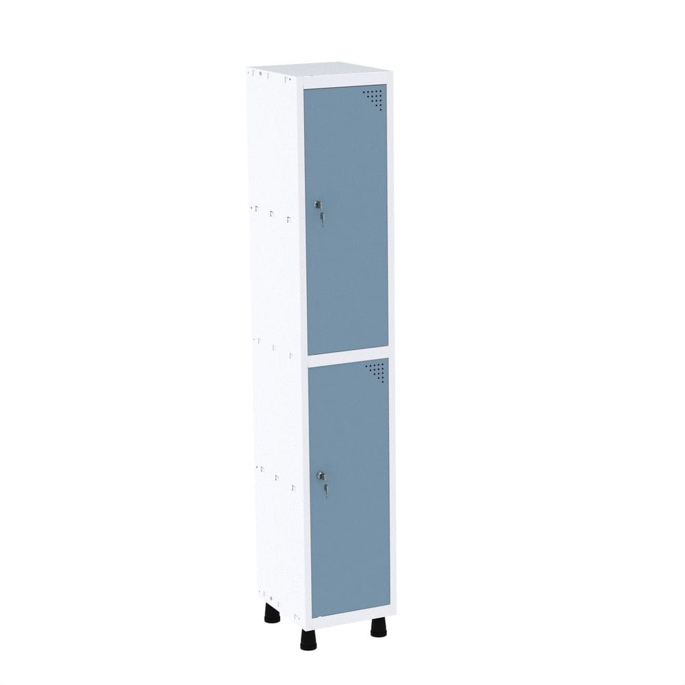 Roupeiro em Aço Mt 1v 2 Portas Fechadura Com Prateleira Interna Branco/Azul Dali