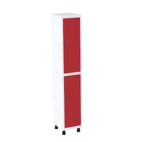 Roupeiro em Aço Mt 1v 2 Portas Fechadura Com Prateleira Interna Branco/Vermelho