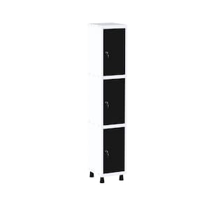 Roupeiro em Aço Mt 1v 3 Portas - Fechadura Branco/Preto