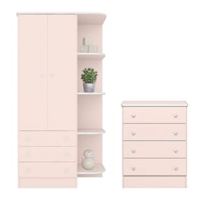 Jogo de Quarto Infantil Doce Sonho com Guarda Roupa 2 Portas e Cômoda 4 Gavetas - Qmovi