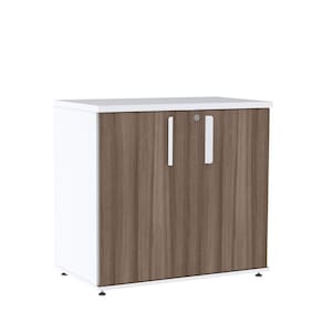 Armário Baixo 02 Portas Pivotante Abc745 Branco/Walnut