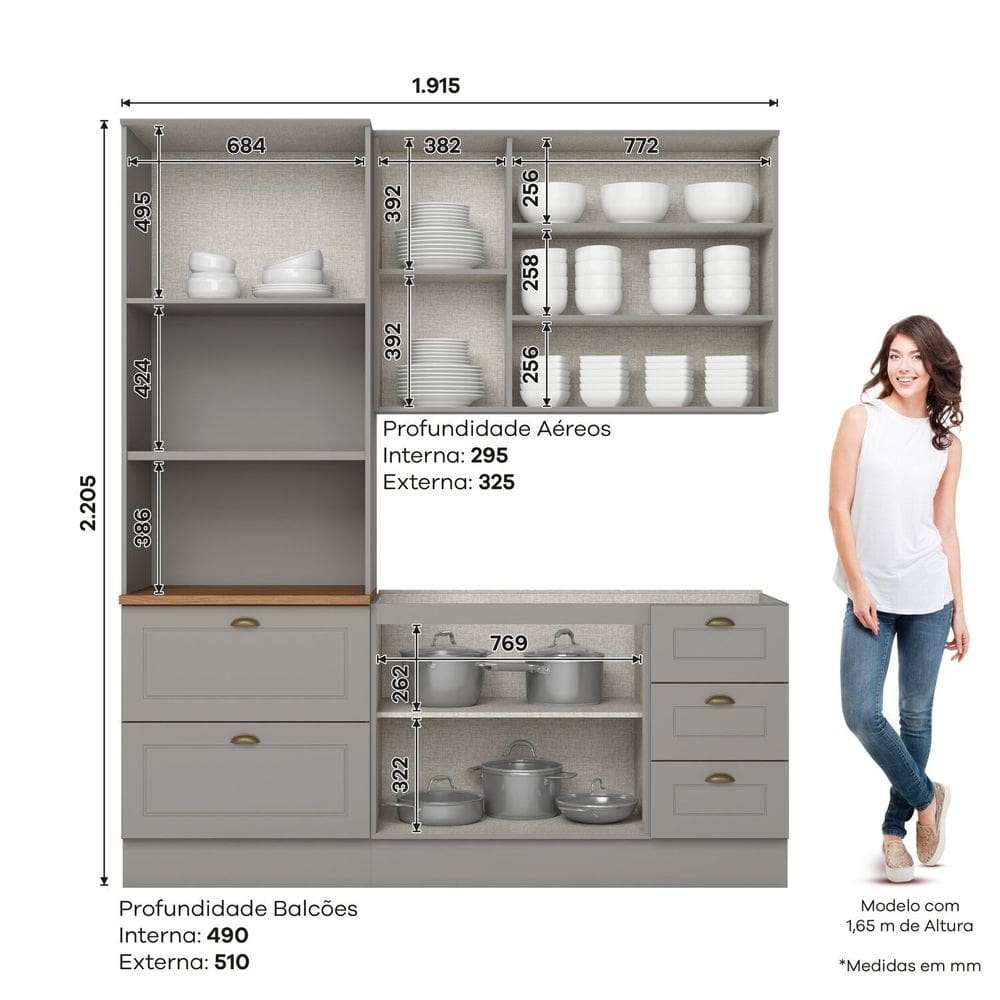 Cozinha Completa 3 Peças 100% MDF com Torre | Casas Bahia