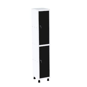 Roupeiro em Aço Mt 1v 2 Portas Fechadura Com Prateleira Interna Branco/Preto