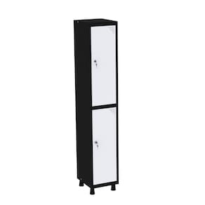 Roupeiro em Aço Mt 1v 2 Portas Fechadura Com Prateleira Interna Preto/Branco