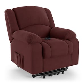 Poltrona do Papai Reclinável Melim Elevação Lift Elétrico Veludo Vinho FH1 - D`Rossi
