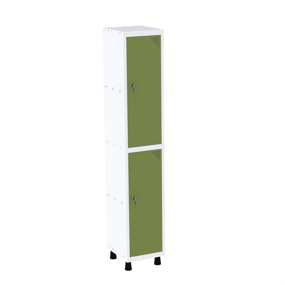 Roupeiro em Aço Mt 1v 2 Portas Fechadura Com Prateleira Interna Branco/Verde Miró
