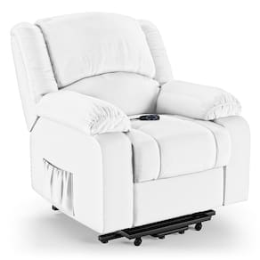 Poltrona do Papai Reclinável Melim Elevação Lift Elétrico PU Branco FH1 - D`Rossi