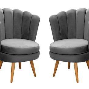 Conjunto 2 Poltronas Pétala Cadeiras Decorativas Flor Cinza grafite