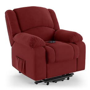 Poltrona do Papai Reclinável Melim Elevação Lift Elétrico Veludo Vermelho FH1 - D`Rossi