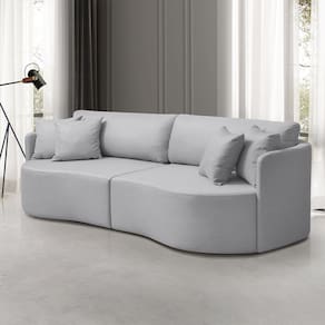 Sofá 3 Lugares 246 cm Dakota Moderno Cinza Claro
