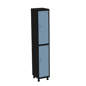 Roupeiro em Aço Mt 1v 2 Portas Fechadura Com Prateleira Interna Preto/Azul Dali