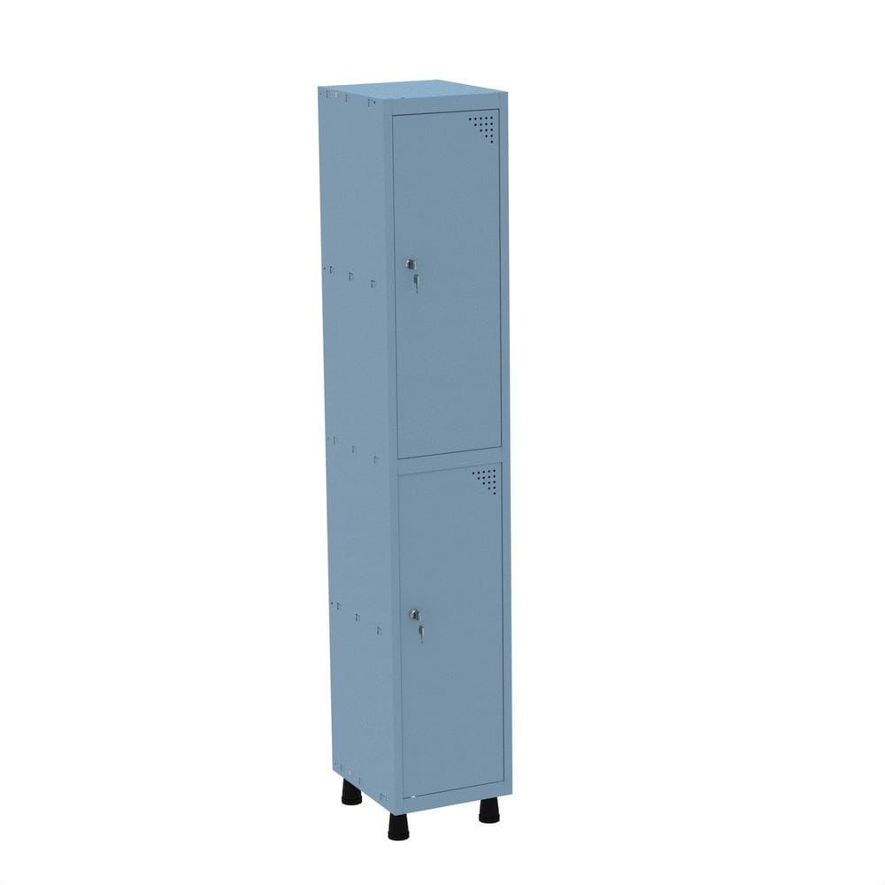 Roupeiro em Aço Mt 1v 2 Portas Fechadura Com Prateleira Interna Azul Dali