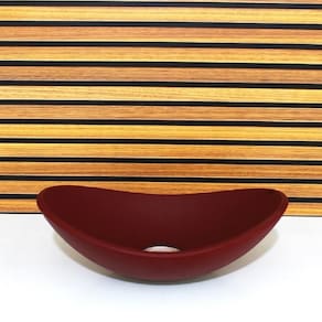 Cuba Vidro Oval 48 cm Com Valvula Vermelho Fosco