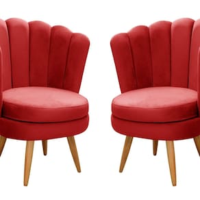 Conjunto 2 Poltronas Pétala Cadeiras Decorativas Flor Vermelho