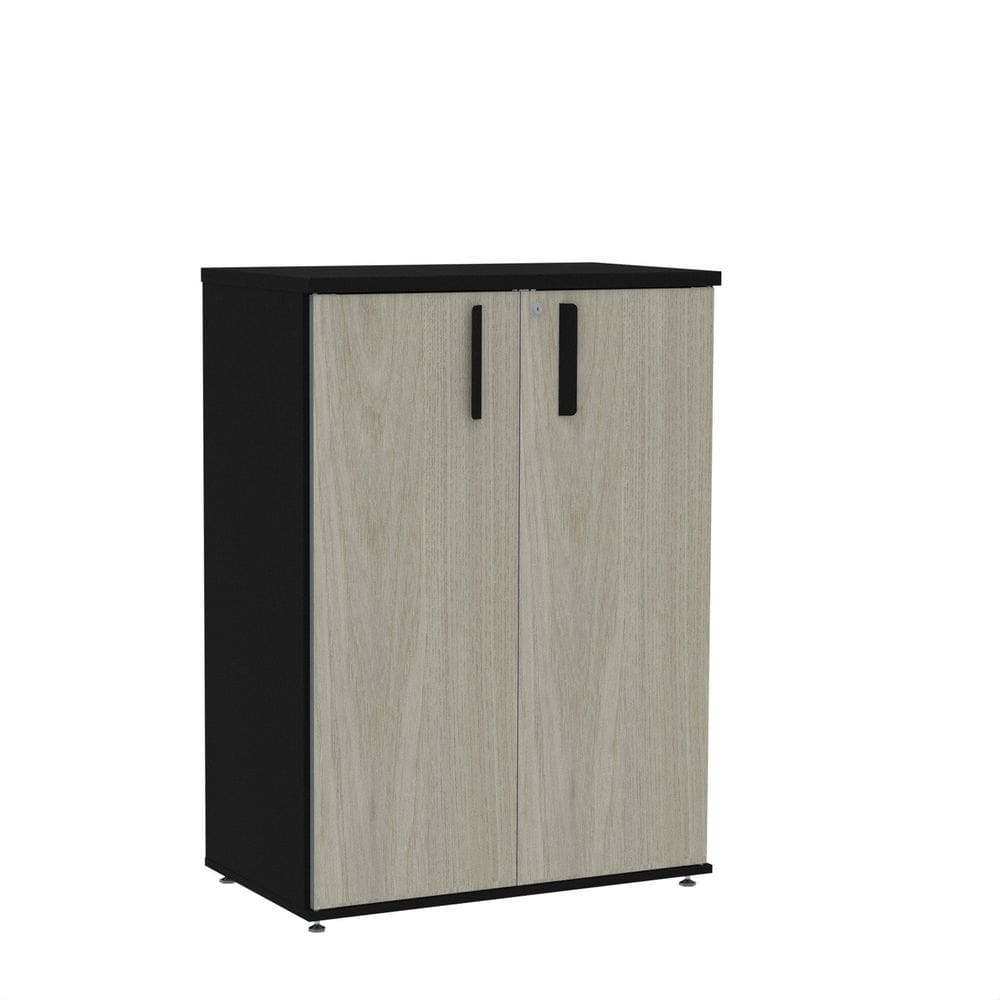 Armário Intermediário 02 Portas Pivotante Aic1100 Preto/Nogueira CasaBlanca