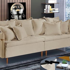 Sofá Fixo 2 Lugares Luxo 160 cm Atlas Bege Claro