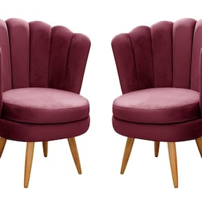 Conjunto 2 Poltronas Pétala Cadeiras Decorativas Flor Bordô