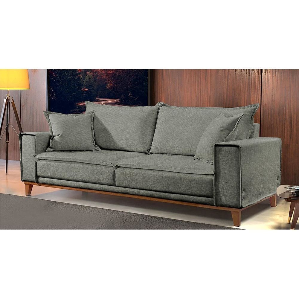 Sofá Fixo 2 Lugares Luxo 160 cm Aquiles Cinza