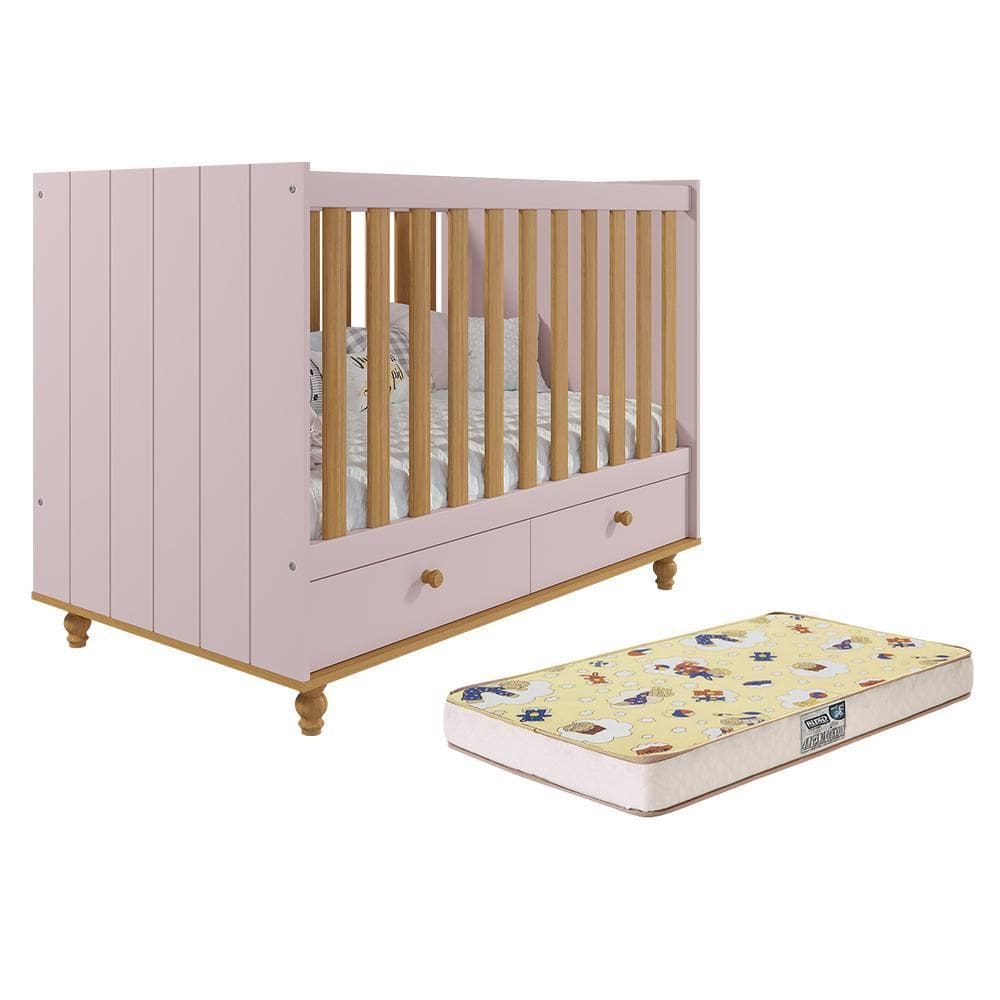 Berço Americano Candy com 2 Gavetas e Colchão Supreme - Permóbili Baby