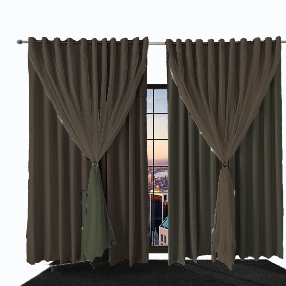 cortina para quarto e sala blecaute Ana 4,00 x 2,60 cinza - marrom
