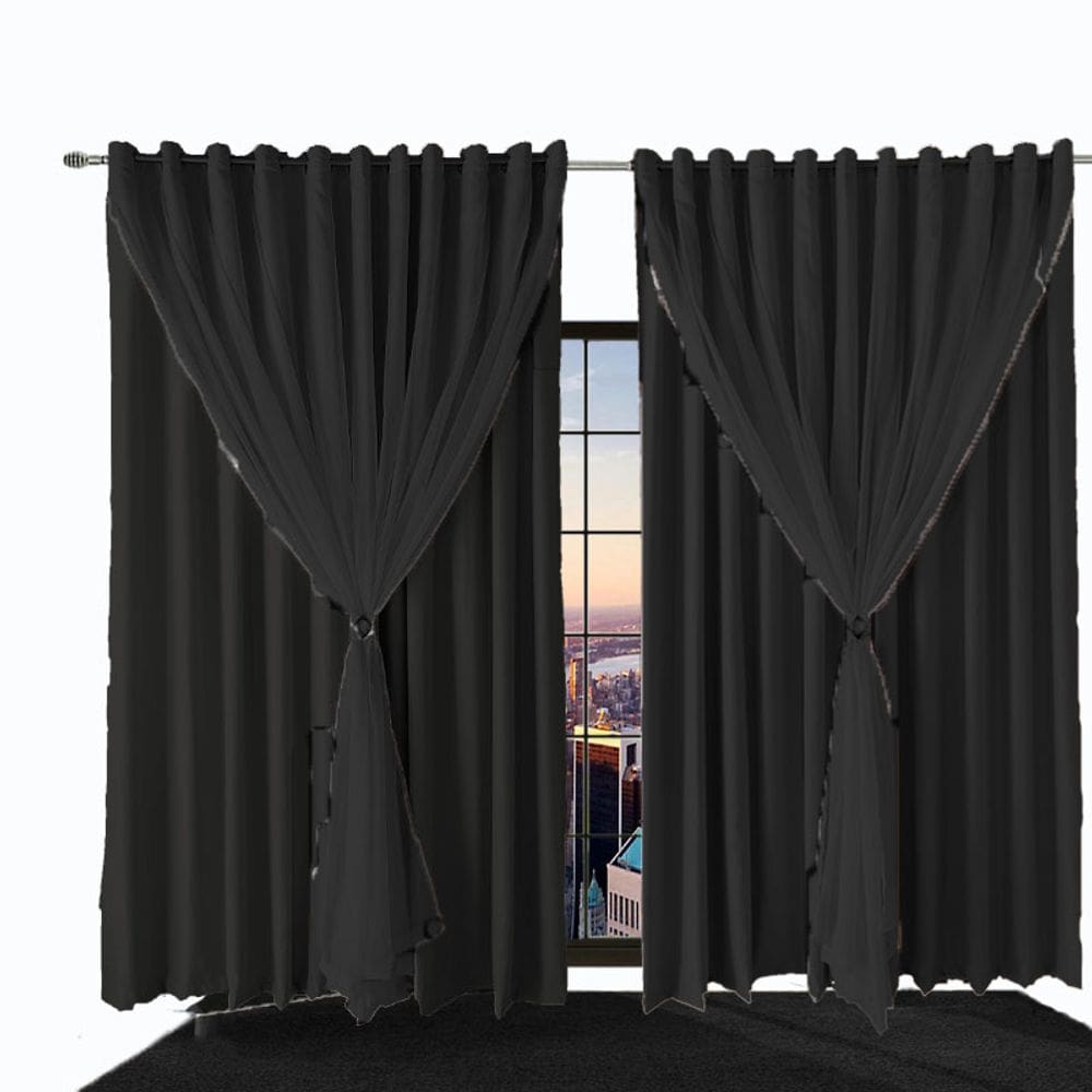 cortina para quarto e sala blecaute Ana 2,00 x 1,60 marrom - preto