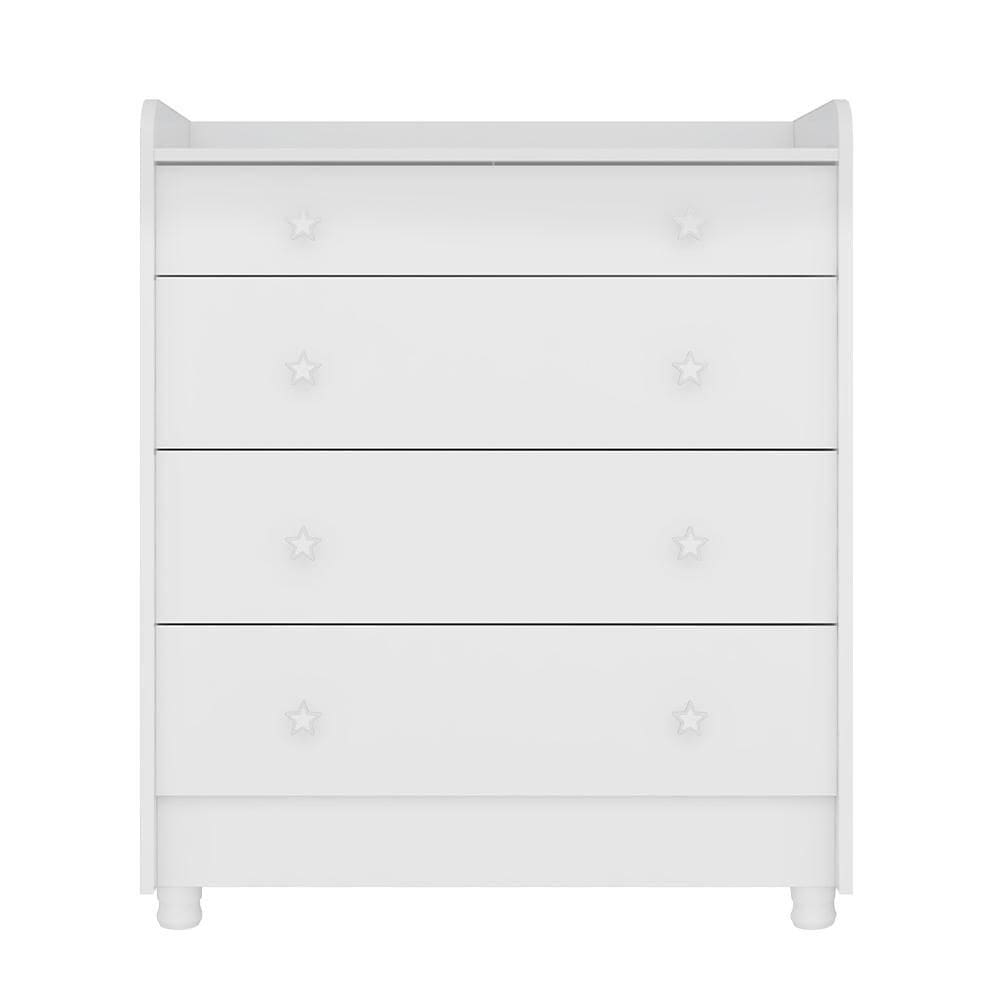 Cômoda Infantil 4 Gavetas Doce Sonho com Trocador e Pés - Qmovi