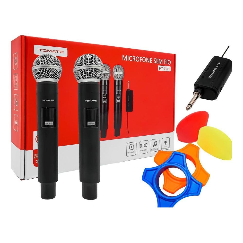 Microfone Sem Fio Wireless Profissional Tomate Mt-2301 Cor