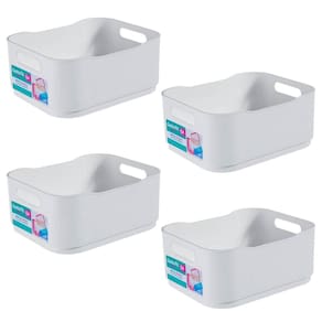 Kit 4 Caixas Organizadoras Fit Branca Cestos Coza Closet Banheiro Escritório Lavanderia