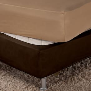 Saia Box Fit Cama King Capa Elástica Malha Gel Lisa 1 Peça Marrom
