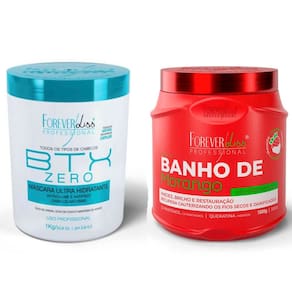 Kit Mascaras Banho de Morango e BTX Zero 1L Forever Liss
