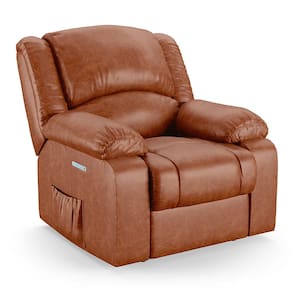 Poltrona do Papai Reclinável Melim Elétrica LED PU Caramelo Brilho FH1 - D`Rossi
