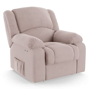 Poltrona do Papai Reclinável Melim Power Touch Massagem Veludo Rosê FH1 - D`Rossi