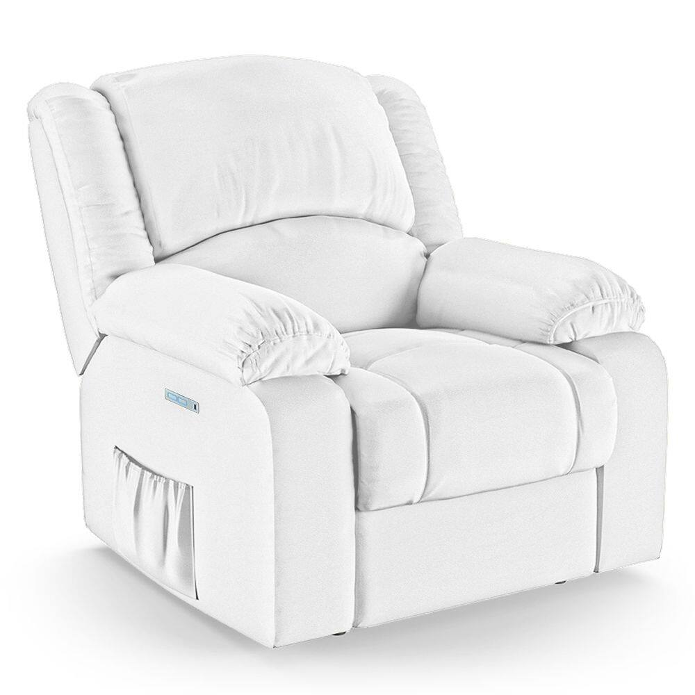 Poltrona do Papai Reclinável Melim Elétrica LED PU Branco FH1 - D`Rossi