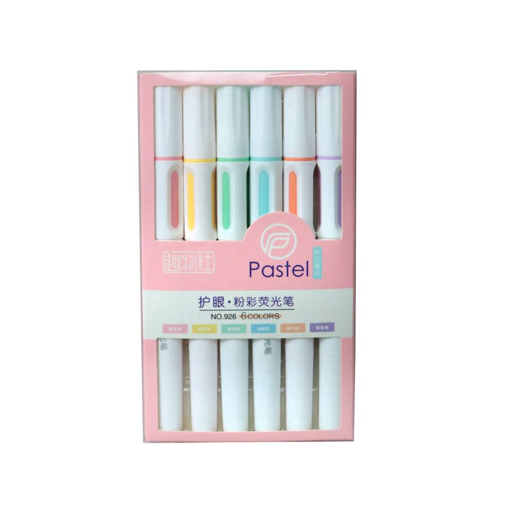 Caneta Marca Texto Com 6 Cores Pastel
