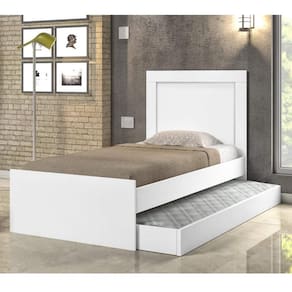Cama Luara Solteiro 0,88cm com Auxiliar Branco e dois Colchões- Cambel