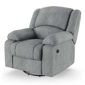 Poltrona do Papai Reclinável Melim Glider Giratória USB Linho Cinza FH1 - D`Rossi