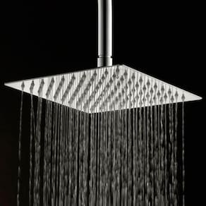 Ducha de Inox Quadrada 20x20 cm de Teto Cromada Braço Redondo PEX