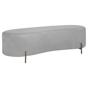 Puff Calçadeira Orgânico Maitê 1,38m Cama Casal Bouclê Cinza SOFA STORE