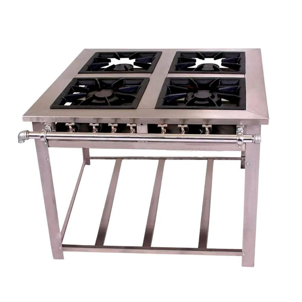 Fogão Industrial Inox 4 Queimadores Duplos GLP MI4 Venâncio