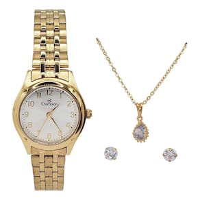 Kit Relógio Champion Ch25972W Dourado Prata Ch 25972