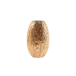Vaso Decorativo de Chão Rústico Metal Dourado 50cm CR0168 BTC